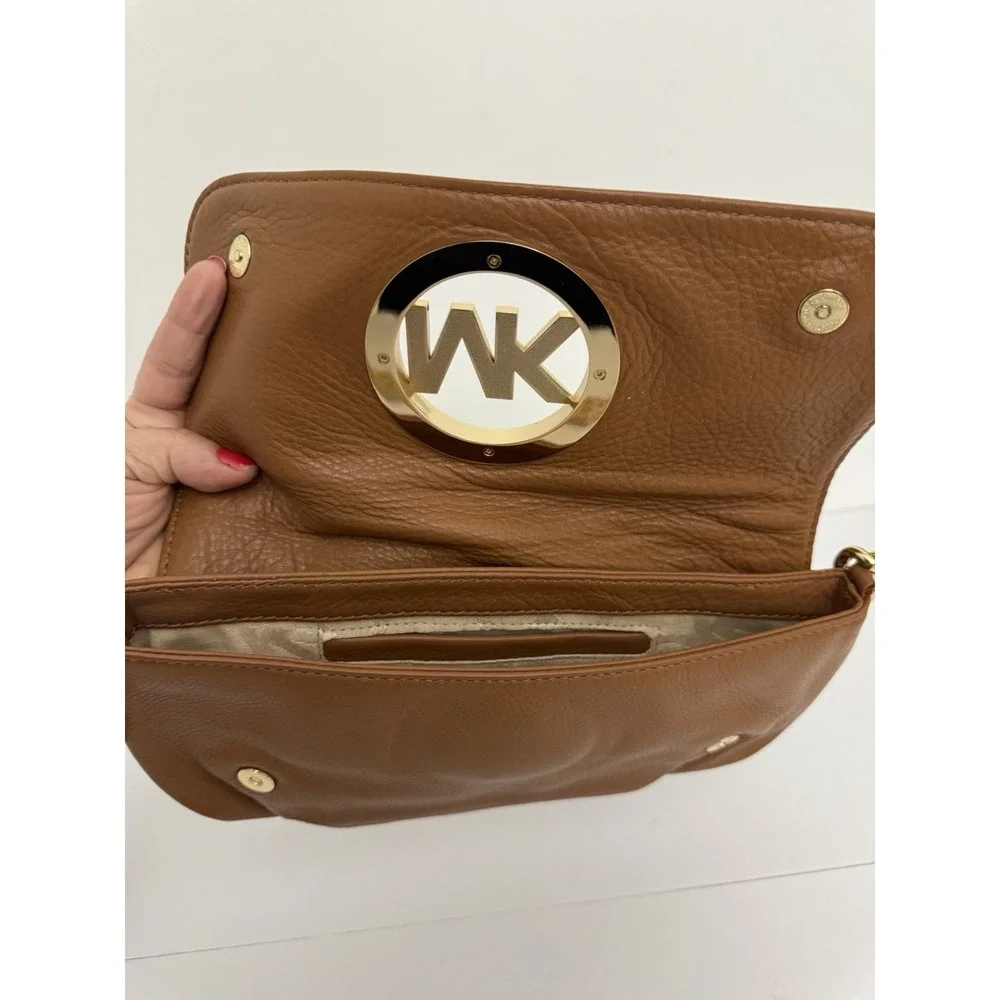 Michael Kors Fulton leather hobo bag caramel / tan color with gold hardware
